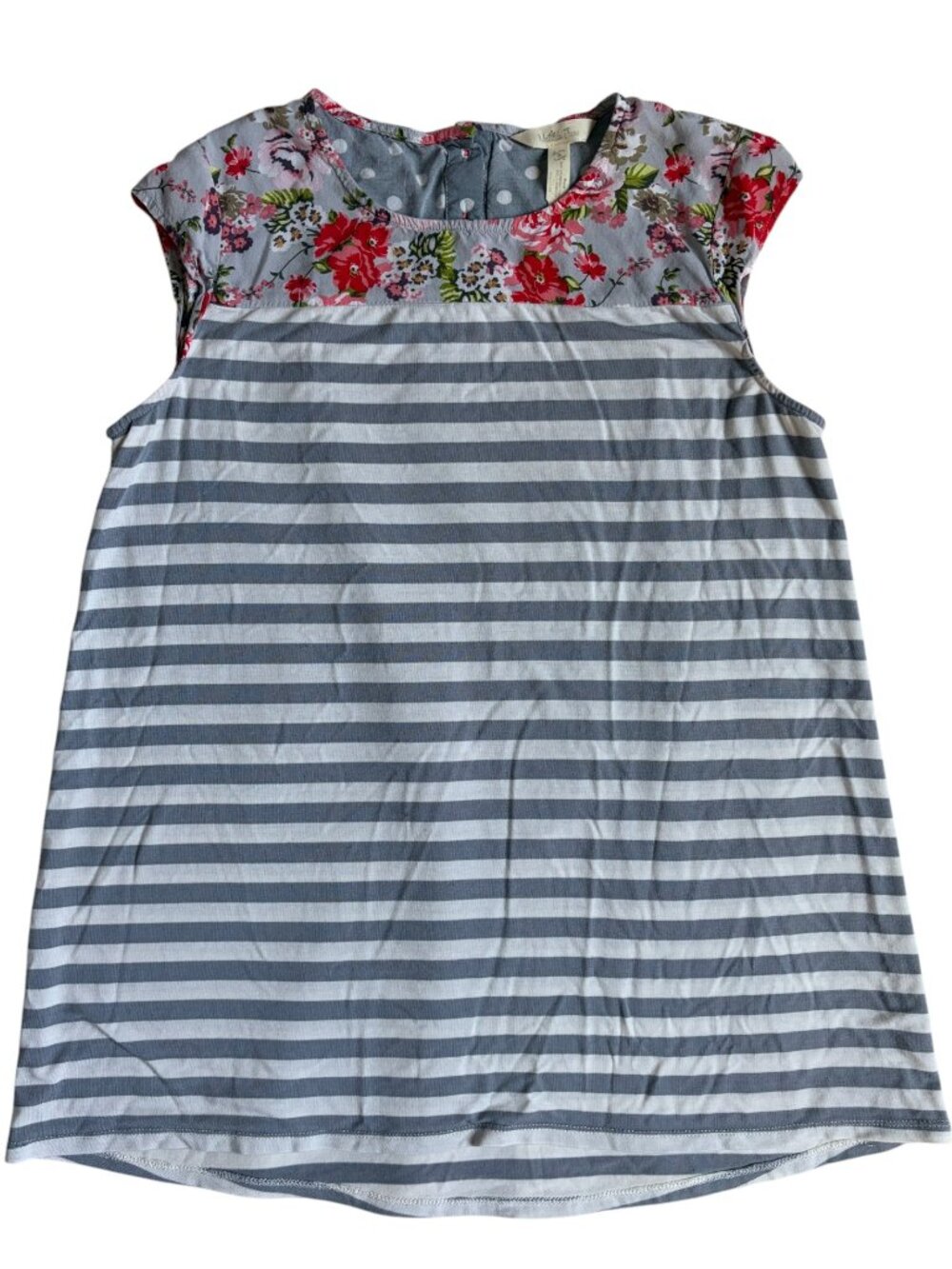 Matilda Jane Picket Fence Top (Grey & White Striped) - Small